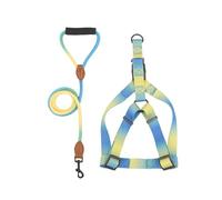 LUOLIE Dog Collar,Dog Tie Out Cable,Dog Chest Harness with Leash Nopull Pet Chest Belt Walking Dogs Vests Harness Outdoor Activity Dog Colorful Harness