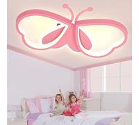 LUOLONG LED Children's Ceiling Lamp Butterfly Ceiling Lamp Dimmable Acrylic Ceiling Light Children's Room Creative Ceiling Lamp Girl's Room Bedroom Cartoon Ceiling Light-Pink 82cm