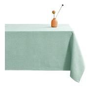 LUOLUO Rectangular Table Cloth Thick Faux Linen Tablecloth 140 x 240cm Waterproof Wrinkle Resistant wipe clean Table Cover for Dining Kitchen Home Restaurant Light Green