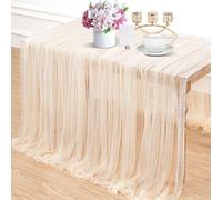 LuoluoHouse Champagne Pearl Table Cloth: Wedding Table Runner Decor 10ft Tulle Fabric for Party Bridal Shower Wedding Arch Veil Lace Table Runner Decorations 60x120 Inch