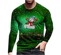 luoluoluo 2026 Mens Christmas Jumper Xmas Novelty Sweatshirt Santa Claus Pullover Christmas Tree Tops Long Sleeve Jumpers T-Shirt Crewneck Sweatshirts Sweater Lightweight Cotton Blouse S-6XL Green