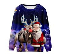 luoluoluo 2026 Men's Xmas Jumper Sweatshirt Classic Reindeer Merry Christmas Sweater 3D Ugly Pullover Crewneck Long Sleeve Top Graphic T-Shirt Digital Print Sweatshirts Casual Birthday Clothing M-4XL