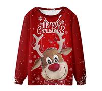 luoluoluo 2026 Men's Xmas Jumper Sweatshirt Classic Reindeer Merry Christmas Sweater 3D Ugly Pullover Crewneck Long Sleeve Top Graphic T-Shirt Digital Print Sweatshirts Casual Birthday Clothing M-4XL