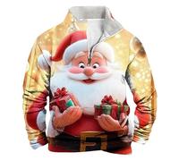 luoluoluo Christmas Jumpers for Men Funny Reindeer Sweatshirt 3D Printed Sweater Fleece Lined Pullover 1/4 Zip Xmas Jumper Long Sleeve Sweaters Casual Loose Sweatshirts Ugly Tops Outwear for Party