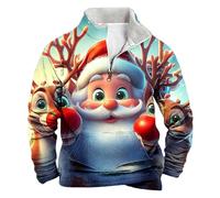 luoluoluo Christmas Jumpers for Men Funny Reindeer Sweatshirt 3D Printed Sweater Fleece Lined Pullover 1/4 Zip Xmas Jumper Long Sleeve Sweaters Casual Loose Sweatshirts Ugly Tops Outwear for Party