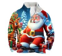 luoluoluo Christmas Jumpers for Men Funny Reindeer Sweatshirt 3D Printed Sweater Fleece Lined Pullover 1/4 Zip Xmas Jumper Long Sleeve Sweaters Casual Loose Sweatshirts Ugly Tops Outwear for Party