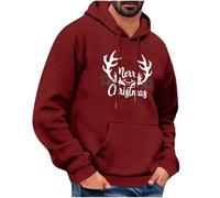 luoluoluo Christmas Reindeer Sweatshirt Mens UK Sale Clearance Xmas Hoodie Jumpers Long Sleeve Casual Pullover Funny Patterns Sweater Fashion Autumn Winter Tops with Pocket Party Costumes Gift