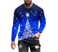 luoluoluo Clearance Christmas Jumpers for Men Plus Size Novelty Xmas Shirts 3D Printed Sweatshirt Xmas Tree Pullover Casual Blouse Long Sleeve Crew Neck Jumper Slim Fit Football Sweater Gifts for Him