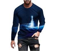 luoluoluo Clearance Christmas Jumpers for Men Plus Size Novelty Xmas Shirts 3D Printed Sweatshirt Xmas Tree Pullover Casual Blouse Long Sleeve Crew Neck Jumper Slim Fit Football Sweater Gifts for Him