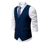 luoluoluo Clearance Men's Casual Business Suit Waistcoat Button Down Tuxedo Dress Vest Formal Wedding Business Vest Solid Color Classic Vests Slim Fit Waistcoats Vintage Cotton Waistcoat with pockets