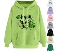 luoluoluo Clearance Women's St Patricks Day Hoodie Jumper Ladies Lucky Irish Shamrock Sweatshirt Long Sleeve Hooded Pullover Green Tunic Tops Holiday Fancy Costume Happy Saint Patricks Day Sweater