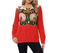 luoluoluo Couple Christmas Jumper UK Deals Women Men Xmas Sweatshirt Funny Ugly Sweaters 3D Printed Shirts Long Sleeve Pullover Santa Claus Tops Crewneck Jumpers Casual Blouse Novelty T-Shirt Gifts