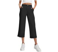 luoluoluo Cropped Trousers for Women Warehouse Clearance Ladies 3/4 Length Pants Loose Straight Leg Pants Bengaline Stretch Leggings Smart Office Work Going Out Trousers Causal Holiday Lounge Wear