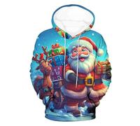luoluoluo Funny Christmas Jumpers for Men Xmas Reindeer Hoodies Novelty Pullover Long Sleeve Sweater Loose Fit Drawstring Hooded Tops Fleece Lined Jumper with Pocket Party Celebration Event Sweaters
