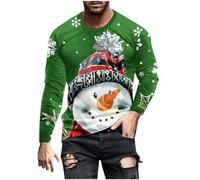 luoluoluo Funny Xmas Jumpers for Men Christmas Snowman Sweatshirt Ugly Naughty Pullover Long Sleeve T-Shirt Crewneck Sweatshirts Autumn Winter Sweater Slim-fit Christmas Jumper Holiday Party Shirts