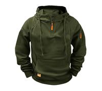 luoluoluo Men 1/4 Zip Cargo Sweatshirts Work Hoodie Jumper Fleece Lined Pullover Long Sleeve Casual Sweater Workout Gym Hoodies with Multi Pockets Tactical Coat Drawstring Outwear Safety Sweatshirt