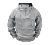 luoluoluo Men 1/4 Zip Cargo Sweatshirts Work Hoodie Jumper Fleece Lined Pullover Long Sleeve Casual Sweater Workout Gym Hoodies with Multi Pockets Tactical Coat Drawstring Outwear Safety Sweatshirt