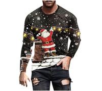 luoluoluo Men Light Up Christmas Jumper Funny Xmas Pullover Santa Claus Sweatshirt Snowflakes T-Shirt Crewneck Long Sleeve Jumpers 3D Printed Tshirts Ugly Novelty Sweater Festive Party Costumes S-5XL