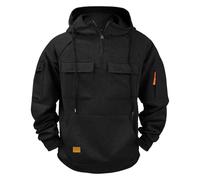 luoluoluo Men's 1/4 Zip Hoodie Sweatshirt Work Jumper Fleece Lined Pullover Long Sleeve Casual Tactical Coat Warm Sweater Windproof Jacket Thermal Plain Tops Workwear Oversized Half Zip Jumpers