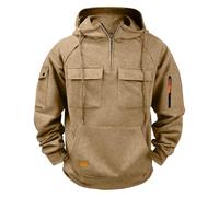 luoluoluo Men's 1/4 Zip Hoodie Sweatshirt Work Jumper Fleece Lined Pullover Long Sleeve Casual Tactical Coat Warm Sweater Windproof Jacket Thermal Plain Tops Workwear Oversized Half Zip Jumpers