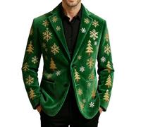 luoluoluo Mens Christmas Reindeer Blazer Plaid Corduroy Jacket Sequin Coat Xmas Santa Claus Tuxedo Single-Breasted Suit Blazer Christmas Tree Snowflakes Jackets Business Casual Blazers Party Costume