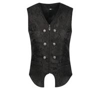 luoluoluo Men's Embroidered Waistcoat Victorian Suit Vest Steampunk Gothic Waistcoats Buckles Renaissance Vests Slim Fit Tuxedo Waistcoat Jacquard Vest Sleeveless Pirate Tank Top Cosplay Prom Costume