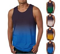 luoluoluo Mens Gradient Color Tank Tops UK Clearance Sleeveless Vests Breathable Slim Fit Summer Top Athletic wear Sports Undershirt Gym Workout Bodybuilding Fitness Muscle Tees Compression Top M-6XL