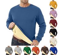 luoluoluo Mens Plush Jumper Clearance Fleece Lined Sweatshirts Plain Sweater Long Sleeve Pullover Crew Neck T-Shirt Top Winter Thermal Underwear Causal Slim Fit Jumpers Sports Leisure Workwear Yellow