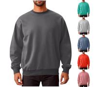 luoluoluo Mens Solid Color Pullover Long Sleeve Sweatshirts Thick Crewneck Sweater Plain Jumper Workwear Workout Gym Sport Shirts Classic Cotton Oversized Sweatshirt Lightweight Work Casual Jumpers