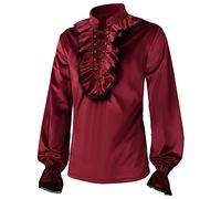 luoluoluo Mens Steampunk Victorian Shirt UK Sale Clearance Medieval Pirate Tops Gothic Ruffled Shirt Long Sleeve Shirts Vintage Pullover Retro Style Casual Shirt Blouse Tuxedo Shirts Gothic Costume