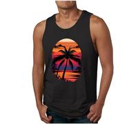 luoluoluo Men's Summer Tank Tops UK Clearance Sleeveless T Shirts Hawaiian Printed Vests Round Neck Muscle Shirt Beach Holiday Tanks Male Casual Loose Tees Running Top Lightweight Quick Drying Blouse