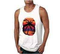 luoluoluo Men's Summer Tank Tops UK Clearance Sleeveless T Shirts Hawaiian Printed Vests Round Neck Muscle Shirt Beach Holiday Tanks Male Casual Loose Tees Running Top Lightweight Quick Drying Blouse