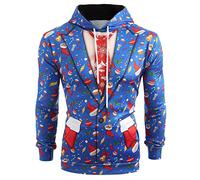 luoluoluo Men's Ugly Christmas Hoodies UK Sale Clearance 3D Print Jumpers Funny Xmas Hooded Sweatshirt Elf Long Sleeve Sweater Drawstring Hoody Pullover Casual Streetwear Holidays Clothing Gifts