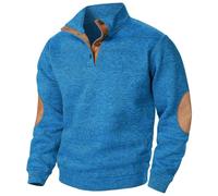 luoluoluo Men's V Neck Jumper UK Sale Clearance, Color Block Sweatshirts Workwear Button Down Pullover Causal Sweater Fall Stand Collar Tops Warm Fleece Jumpers Workout Gym Sports Outdoor Sportwear