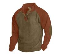 luoluoluo Men's V Neck Jumper UK Sale Clearance, Color Block Sweatshirts Workwear Button Down Pullover Causal Sweater Fall Stand Collar Tops Warm Fleece Jumpers Workout Gym Sports Outdoor Sportwear