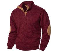 luoluoluo Men's V Neck Jumper UK Sale Clearance, Color Block Sweatshirts Workwear Button Down Pullover Causal Sweater Fall Stand Collar Tops Warm Fleece Jumpers Workout Gym Sports Outdoor Sportwear