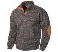 luoluoluo Men's V Neck Jumper UK Sale Clearance, Color Block Sweatshirts Workwear Button Down Pullover Causal Sweater Fall Stand Collar Tops Warm Fleece Jumpers Workout Gym Sports Outdoor Sportwear