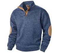 luoluoluo Men's V Neck Jumper UK Sale Clearance, Color Block Sweatshirts Workwear Button Down Pullover Causal Sweater Fall Stand Collar Tops Warm Fleece Jumpers Workout Gym Sports Outdoor Sportwear