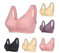 luoluoluo Non Wired Bras for Women UK Clearance Jacquard Full Coverage Front Fastening Bras Ladies Seamless Comfort Bras Push Up Sports Bra Soft Breathable Comfort Bras Yoga Running Lounge Bra S-6XL