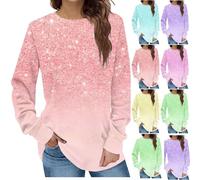 luoluoluo Oversized Sweatshirt Women Sale Clearance Ladies Crewneck Long Sleeve Pullover Gradient Color Jumpers Soft Cosy Sweater Casual Loose Tops Fleece Jumper Lightweight Tunic Blouses S-XXL