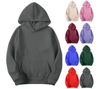luoluoluo Plain Hoodie for Men Cotton Sweatshirts Long Sleeve Pullover Thick Warm Jumper Casual Sweater Classic Hooded Fleece Top Solid Color Work Wear with Pocket Adult Unisex Tees Shirts Sportswear