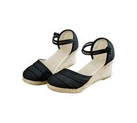 luoluoluo Platform Wedge Sandals for Women Closed Toe Shoes Ankle Strap Sandals Mid Heel Espadrille Wedge Sandals Ladies Wide Fit Party Shoes Comfortable Breathable Summer Sliders Sandals Slippers