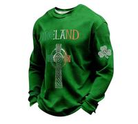 luoluoluo St.Patrick's Day Jumper Mens Irish Shamrock Sweatshirt Waffle Pullover Long Sleeve Crewneck Blouse Green Tee Casual Saint Patricks Day Tops Plus Size