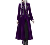 Luoluoluo Steampunk Victorian Dress - Ladies Gothic Lace Renaissance Long Sleeve Medieval Costume with Embroidered Skirt and Zipper