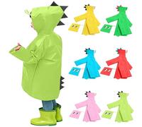 luoluoluo Toddler Boys Girls Hooded Rain Poncho Waterproof Rain Jacket Cute Dinosaur Raincoat Outwear Kids Raincoats Reusable Rainwear Outdoor Camping, Emergency Situations, Travel for 1-6 Years