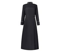 luoluoluo Unisex Clergy Cassock Robe for Adults Halloween Costume Pulpit Anglican Priest Vestments Traditional Academic Regalia Womens Mens Robe Adult Teen Costume Church Baptism University Black