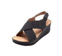 luoluoluo Wedge Sandals Women Clearance Ladies Sling Back Sandal Hook & Loop Strap Shoes Open Toe Orthopedic Sliders Platform Slippers with Arch Support Beach Elegance Footwear Breathable Shoe