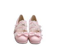 luoluoluo Women Mid Block Heels Mary Jane Shoes Lolita Princess Shoes Chunky Platform Sandals Bow Sandals Wedding Prom Bridal Pumps Shoe Wide Fit Slippers Sliders Evening Party Occassion Dress Shoes