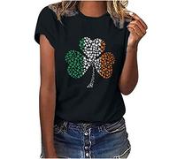 luoluoluo Women T Shirts Ladies ST. Patrick's Day Tops Green O-Neck T Shirt Ireland Irish Clover Shamrock Printed Blouse Short Sleeve Tunics Tee Henley Pullover Baggy Sweatshirt Plus Size Summer Top