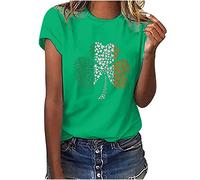 luoluoluo Women T Shirts Ladies ST. Patrick's Day Tops Green O-Neck T Shirt Ireland Irish Clover Shamrock Printed Blouse Short Sleeve Tunics Tee Henley Pullover Baggy Sweatshirt Plus Size Summer Top